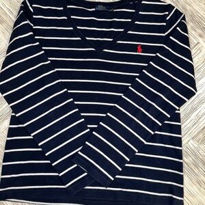 Ralph Lauren Navy and White Striped Shirt